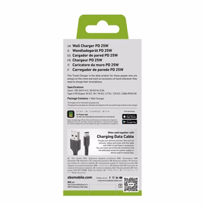 SBS TETR1CPD25 25W USB-C Wall Charger with Power Delivery - Black
