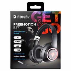 DEFENDER BLUETOOTH austiņas FREEMOTION B571 melnas LED