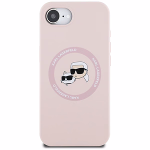 Karl Lagerfeld silikona Karl&Choupette galvu Magnētiskais viedtālruņa apvalks iPhone 16e - rozā