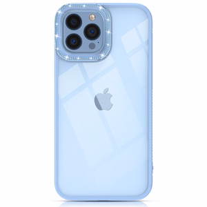 Kingxbar Sparkle Series viedtālruņa apvalks iPhone 13 Pro ar kristāliem aizmugures vāks zilas krāsas
