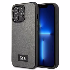 Karl Lagerfeld Saffiano plāksnes viedtālruņa apvalks iPhone 13 Pro / 13 6.1" - sudraba