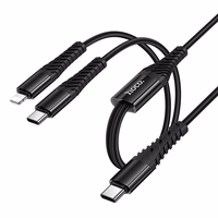 Kabelis 2in1 USB C uz USB C+Lightnig Hoco 1 m X123 melns