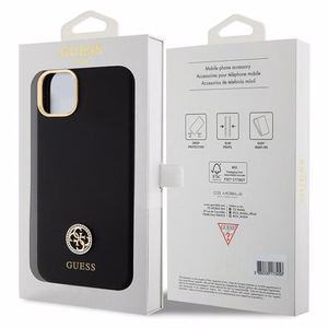 Guess Silikona Logo Strass 4G Viedtālruņa apvalks iPhone 15 Plus / 14 Plus 6.7" - melns