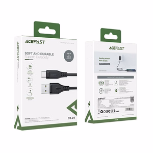 Acefast USB kabelis - USB Type C 1.2m, 3A melns (C3-04 melns)