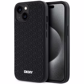 DKNY 3D Gumijas apvalks ar atkārtotu rakstu iPhone 15/14/13 - melns