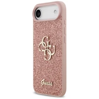 Oriģinālais apvalks GUESS 4G Liels logotips ar fiksētu glitter dizainu iPhone 17 Air rozā