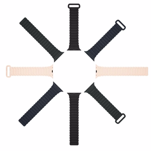 Dux Ducis siksniņa (bruņota versija) Apple Watch SE siksniņa, 9, 8, 7, 6, 5, 4, 3, 2, 1 (41, 40, 38 mm) silikona magnētiskā aproce melna/oranža