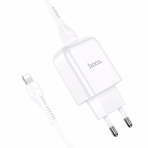 Lādētājs Hoco USB A 2A 10W + Kabelis USB A uz Lightning N2 balts