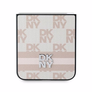 DKNY Checkered Pattern Printed Stripes Viedtālruņa apvalks Samsung Galaxy Z Flip 6 - rozā