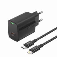 FONENG tīkla lādētājs EU65 PD 20W 1xUSB-C + kabelis USB-C - Lightning melns