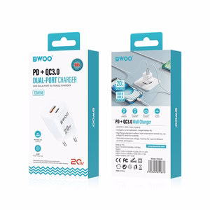 BWOO CDA156 PD sienas lādētājs 1x USB-C 1v USB 20W balts