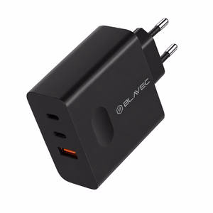 Blavec Wall charger BC-11 GaN - USB + 2xType C - QC PD 65W 3A with Type C to Type C cable (TCBC11G-U2CB653A) black