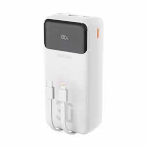 Внешний аккумулятор Dudao K15Max, 30000mAh, PD 22.5W, с кабелями USB-C и Lightning, белый