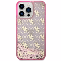 Guess GUHCP14XLC4PSGP iPhone 14 Pro Max 6.7" rozā/rozā cietais apvalks Liquid Glitter 4G caurspīdīgs
