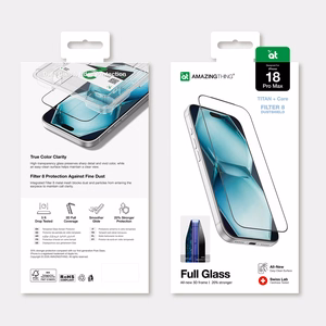 AmazingThing Titan +Care pilna pārklājuma rūdīts stikls iPhone 18 Pro Max ar uzstādīšanas rāmi