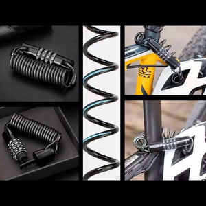 Rockbros T609 1.5 m velosipēda slēdzene ar kodu - melna