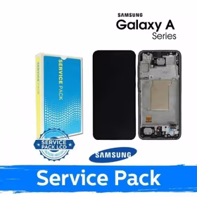 LCD displejs saderīgs ar Samsung A366 A36 5G ar rāmi / melns / (Service Pack)