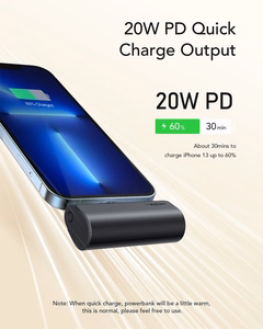 Внешний аккумулятор Veger PlugOn (W0556P) PD QC3.0 3A 20W 5000 mAh со встроенным коннектором Lightning чёрный