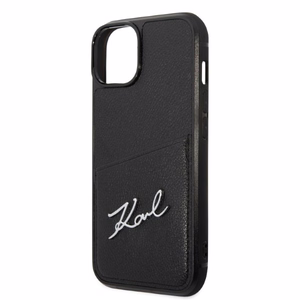 Karl Lagerfeld Signature Logo karšu viedtālruņa apvalks iPhone 14 Plus - melns