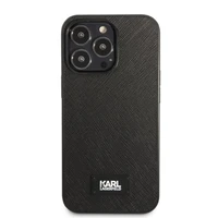 Karl Lagerfeld KLHCP13LSFMP2K iPhone 13 Pro / 13 6.1" cietais apvalks melns/melns Saffiano plāksne
