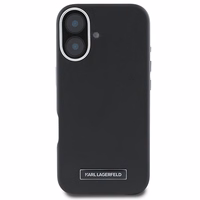 Karl Lagerfeld FW Metal Plate Magnētiskais iPhone 16 Plus viedtālruņa apvalks - melns
