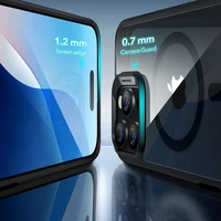 ESR Classic Hybrid Halolock Magnētiskais viedtālruņa apvalks + rūdītais stikls iPhone 16 Pro - caurspīdīgs ar melnu rāmi