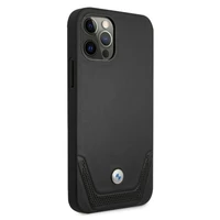 BMW Ādas perforēts viedtālruņa apvalks iPhone 12 / iPhone 12 Pro - melns