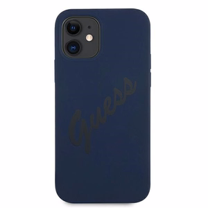 Guess GUHCP12SLSVSBL iPhone 12 mini 5.4" zils/zils cietais apvalks Script Vintage