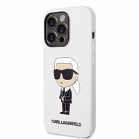 Karl Lagerfeld KLHCP14LSNIKBCH iPhone 14 Pro 6.1" cietais viedtālruņa apvalks balts/balts Silikona Ikonik