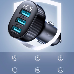 Joyroom JR-CCD03 3.4A automašīnas lādētājs ar 3x USB-A ekrānu - melns