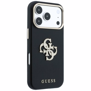Guess Smooth & Big Strass Logo vāciņš iPhone 18 Pro Max / 17 Pro Max – melns