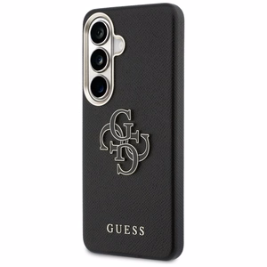 Guess maciņš Grained Big 4G Metal Logo priekš Samsung Galaxy S26 melns