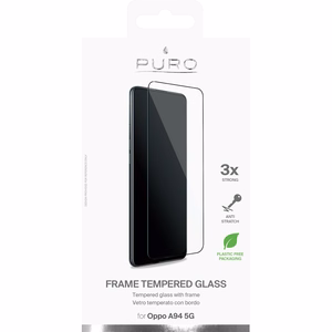 Puro Frame rūdīta stikla ekrāna aizsargs OPPO A94 5G, ar melnu rāmi