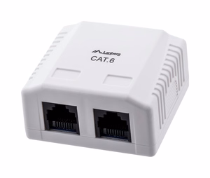 Lanberg OU6-0002-W – Cat.6 virsapmetuma kārba ar 2 RJ-45 ligzdām, balta