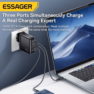 Lādētājs Essager GaN Journey melns 140W (2xPD / QC3.0)