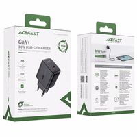Acefast GaN USB Type-C 30W lādētājs, PD, QC 3.0, AFC, FCP, melns (A21 black)