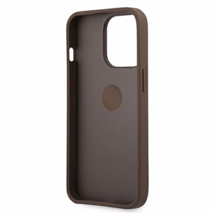 Guess GUHCP13L4GMRBR iPhone 13 Pro / 13 6.1" коричневый/коричневый жёсткий чехол 4G с кольцом-подставкой