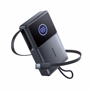 Joyroom JR-PR1 10000mAh 22.5W portatīvais lādētājs ar iebūvētu izvelkamu USB-C kabeli - melna