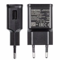 Samsung EP-TA200EBE USB-A 15W sienas lādētājs ar EP-DR140ABE USB-A - USB-C kabeli (OOB Bulk - aizstājējiepakojums) - melns