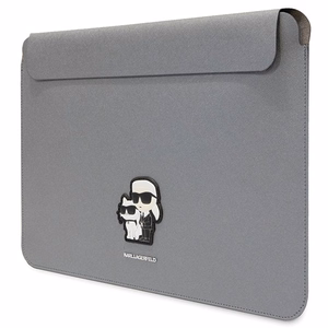 Karl Lagerfeld Saffiano Karl&Choupette apvalks 16" portatīvajam datoram - sudraba
