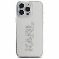Karl Lagerfeld IML logotipa ar rhinestones viedtālruņa apvalks iPhone 16 Pro - caurspīdīgs