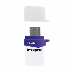 Integral Micro Fusion USB 3.0 OTG zibatmiņa ar USB-A un Micro-USB, 16 GB, balta