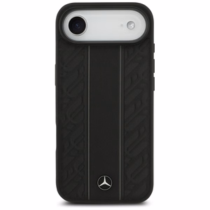 Mercedes ādas lauru lapu svītras magnētiskais viedtālruņa apvalks iPhone 17 Air - melns