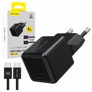 Blavec BC-10 tīkla lādētājs Type C PD 25W 3A ar Type C - Type C kabeli melns