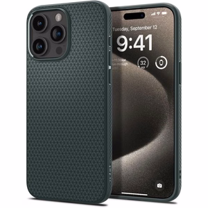 Spigen Liquid Air iPhone 15 Pro Max viedtālruņa apvalks - tumši zaļš