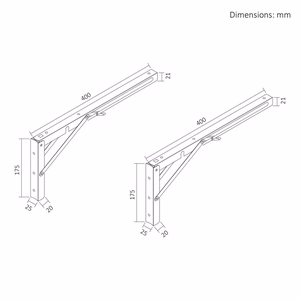 Maclean salokāms sienas plaukta kronšteins, min. 350 mm, max. 700 mm, max. 50 kg, 2 gab., MC-196