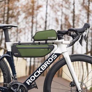 Rockbros 30120045001 ROAD TO SKY 0.7L ūdensnecaurlaidīga velosipēda augšējās rāmja caurules soma, zaļa