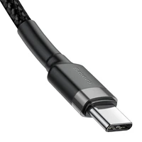 Baseus CATKLF-HG1 USB-C - USB-C PD QC kabelis 60W 3A 480Mb/s 2m - melns un pelēks