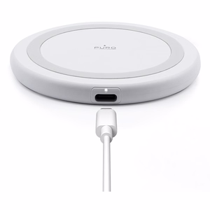 Puro Qi 10 W bezvadu uzlādes paliktnis Android un iPhone ierīcēm, balts