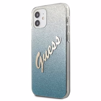 Guess GUHCP12SPCUGLSBL iPhone 12 mini 5.4" zils/zils cietais apvalks Glitter Gradient Script